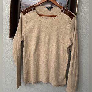 LAUREN RL Southwestern Scoop Neck Zippered Shoulders Long Sleeve Sweatshirt XXL